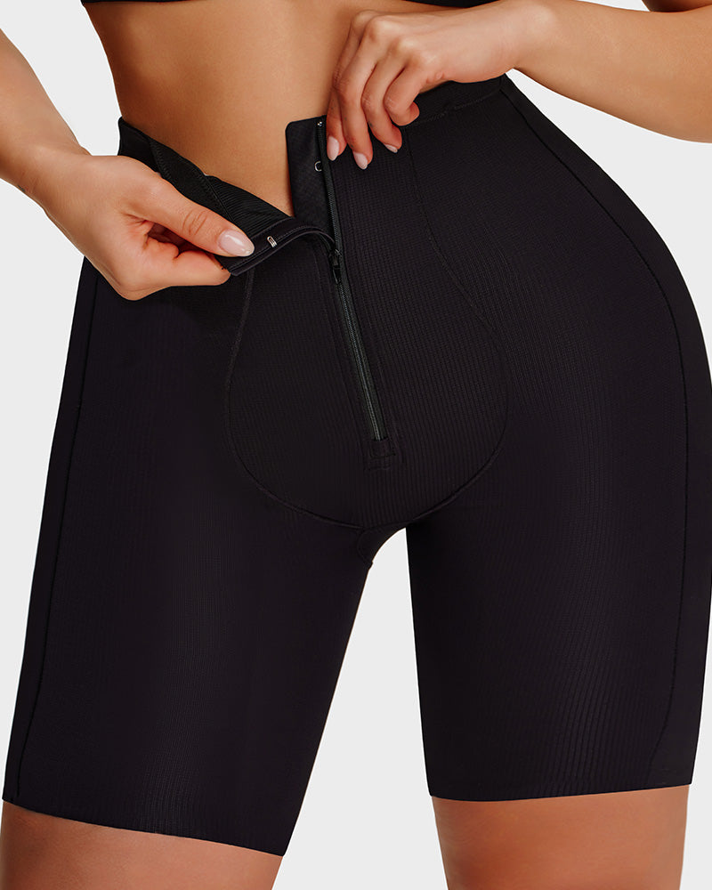 High-Waist Zip-Up Shaping Shorts