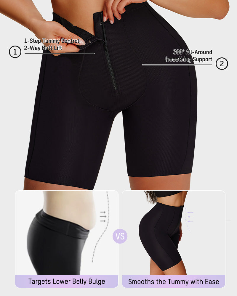 High-Waist Zip-Up Shaping Shorts