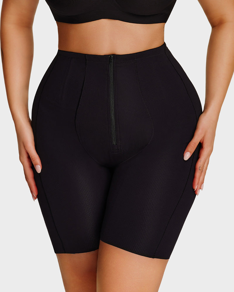 High-Waist Zip-Up Shaping Shorts
