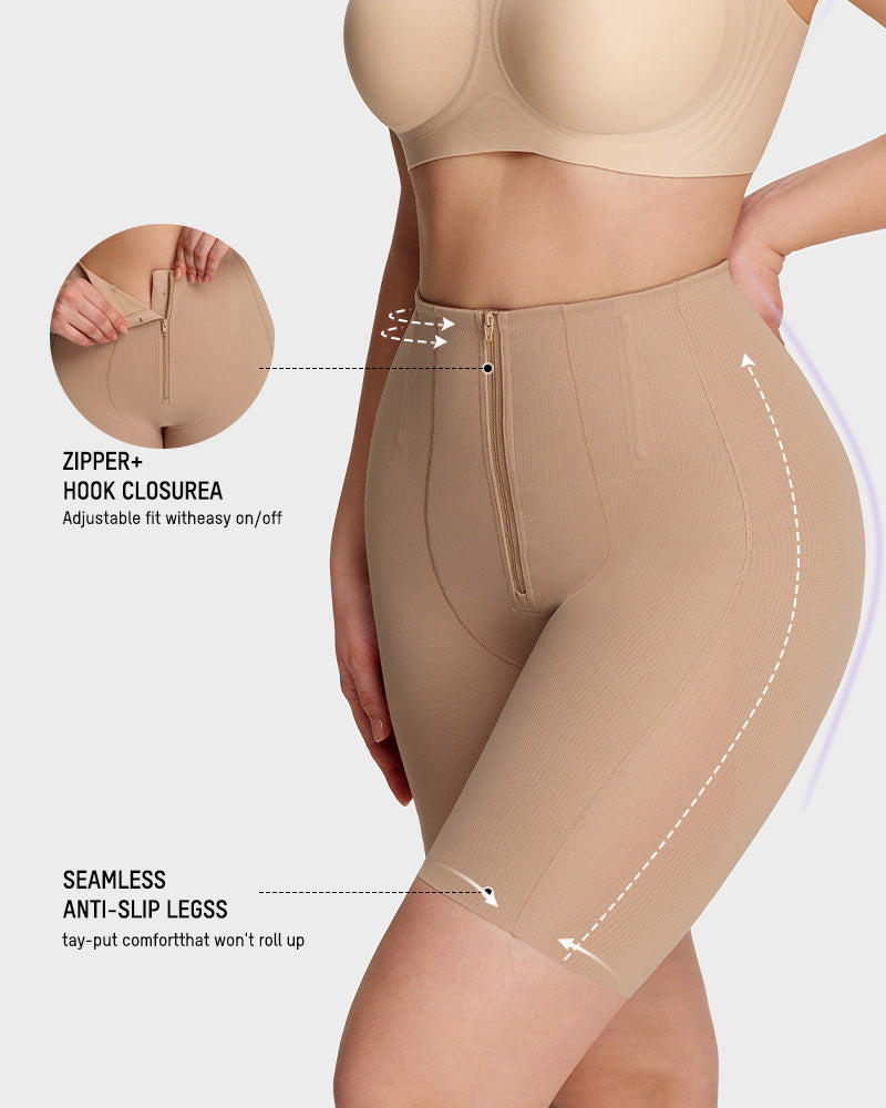 High-Waist Zip-Up Shaping Shorts