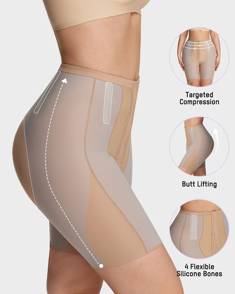 High-Waist Zip-Up Shaping Shorts