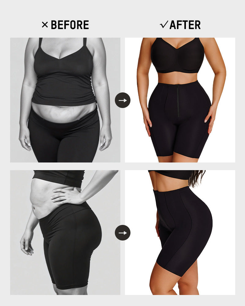 High-Waist Zip-Up Shaping Shorts